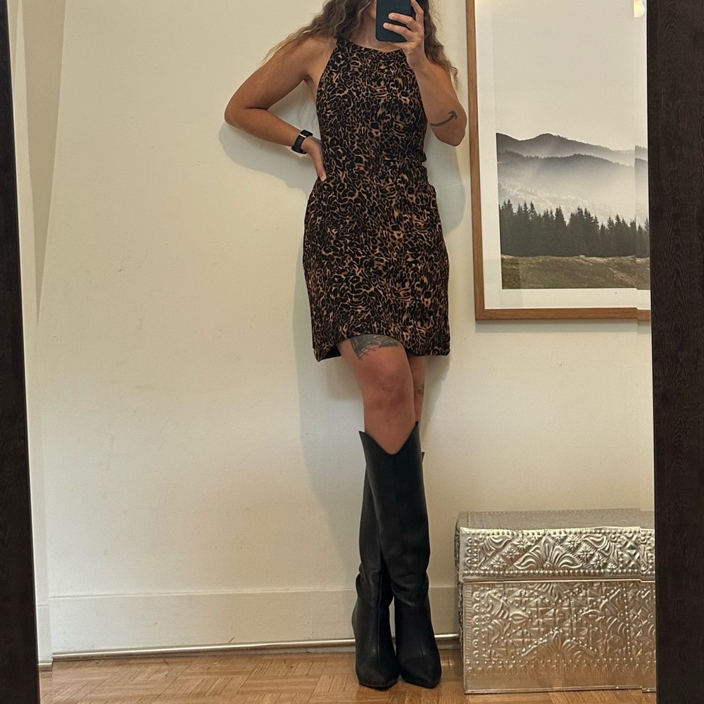 Vintage Leopard Print Mini Dress